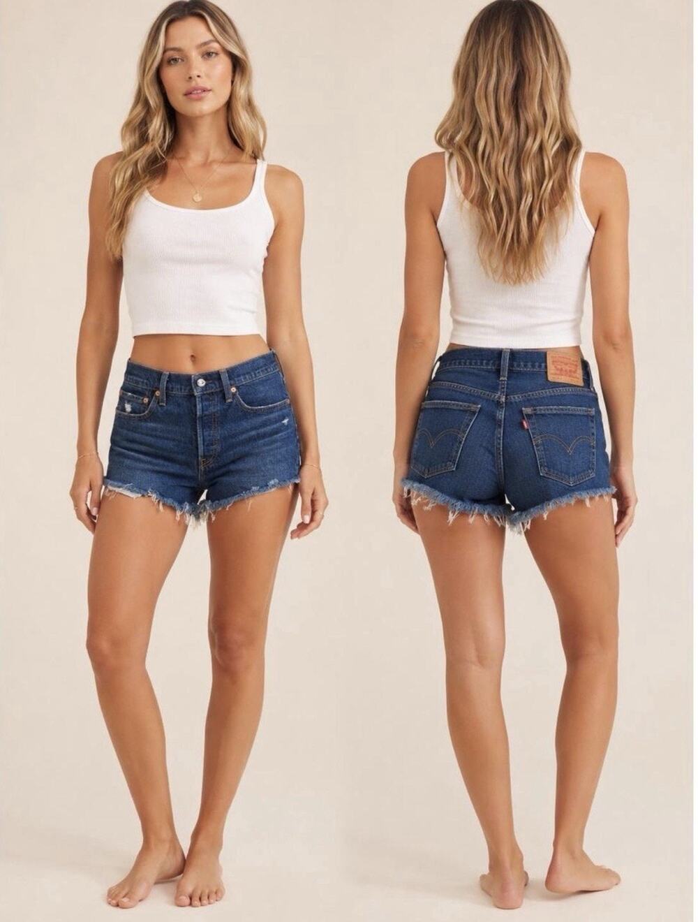 Levi’s 501 Original Fit Cutoff Shorts Women’s 28 High Rise Medium Wash Frayed